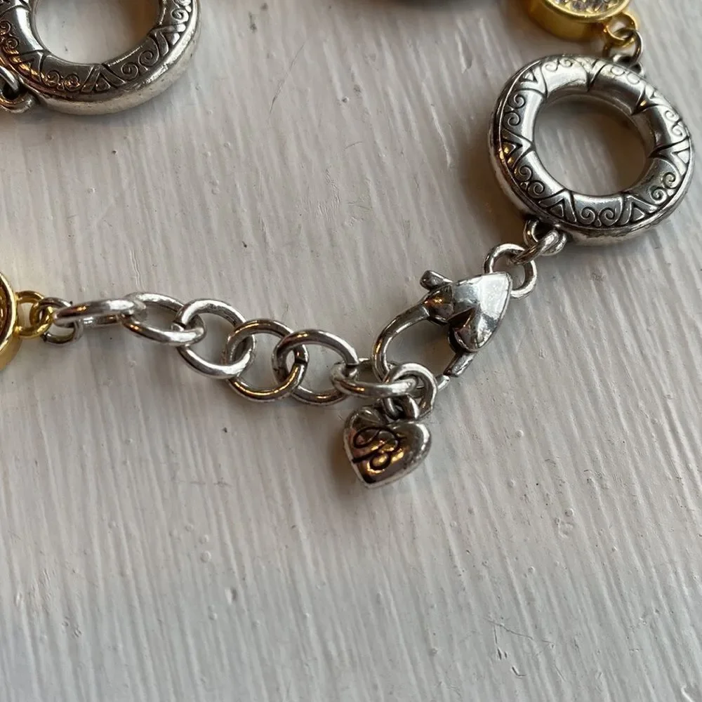 Brighton sun drops‎ silver, gold, and inset crystals round link bracelet